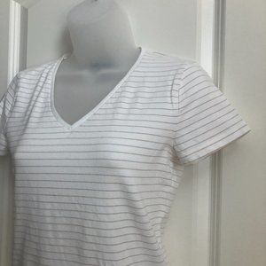 Jones New York Stretch Cotton Gold Stripe Tee